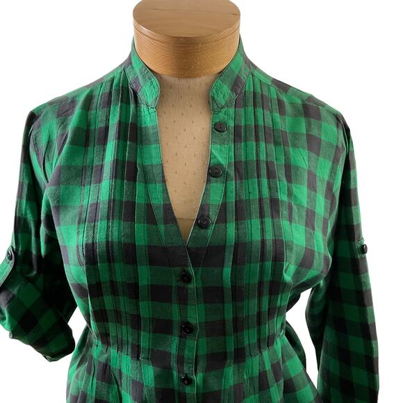 She's Cool Women's 3X Green Plaid Belted Shirt Dress Casual Day Dress Tie Waist - Picture 14 of 16